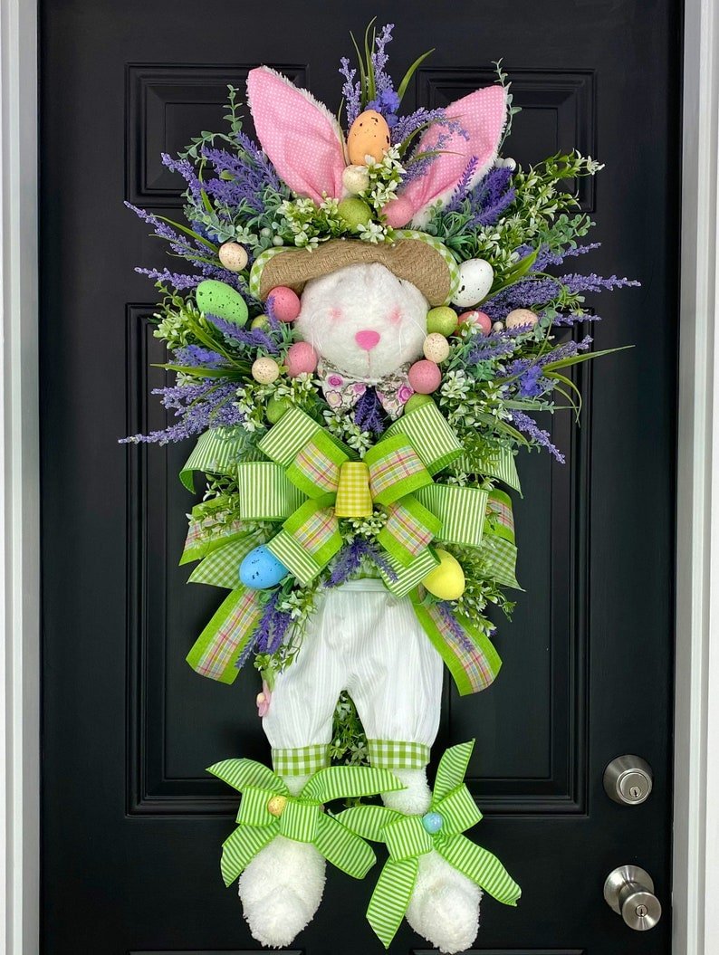 🐇Easter Sale🥕Rustic Bunny Wreath|Spring Wreaths for Front Door