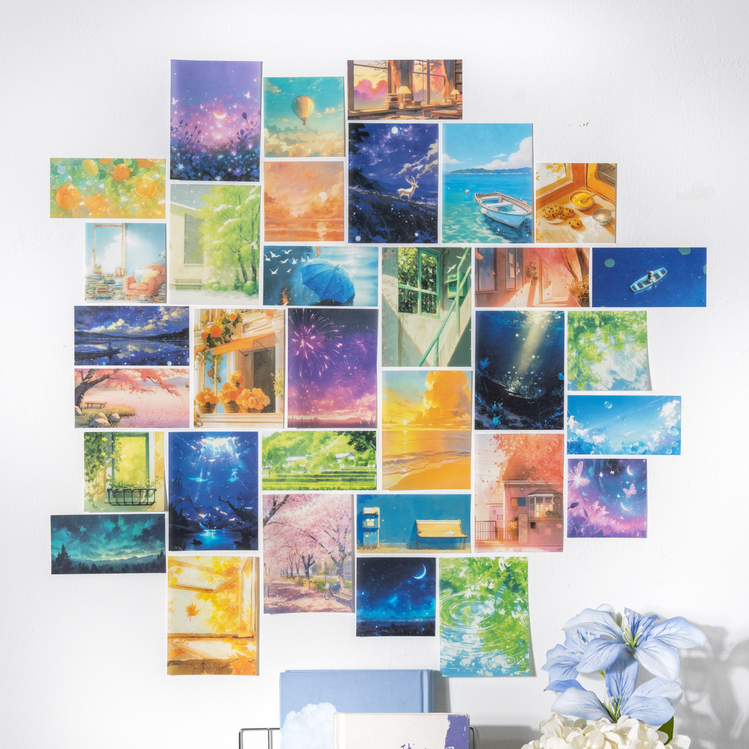 소재 종이 - 아름다움은 조용히 일어나고 있다 시리즈 빈티지 별 하늘 풍경