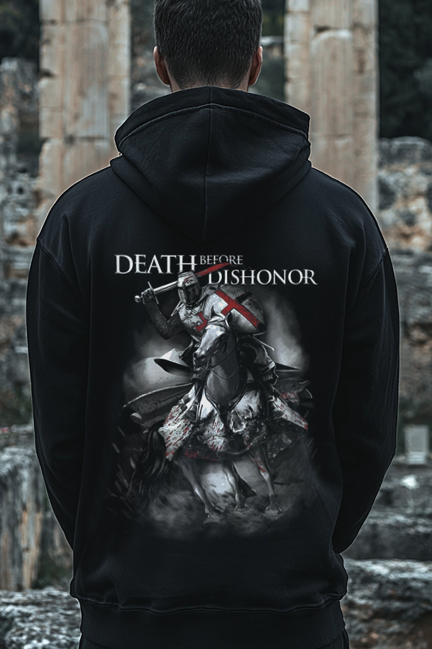 Templar Shield Cross Medieval Warrior Sword Knights Design Totem Retro Unisex Casual Sports Hoodie / Rvogue / Rvogue