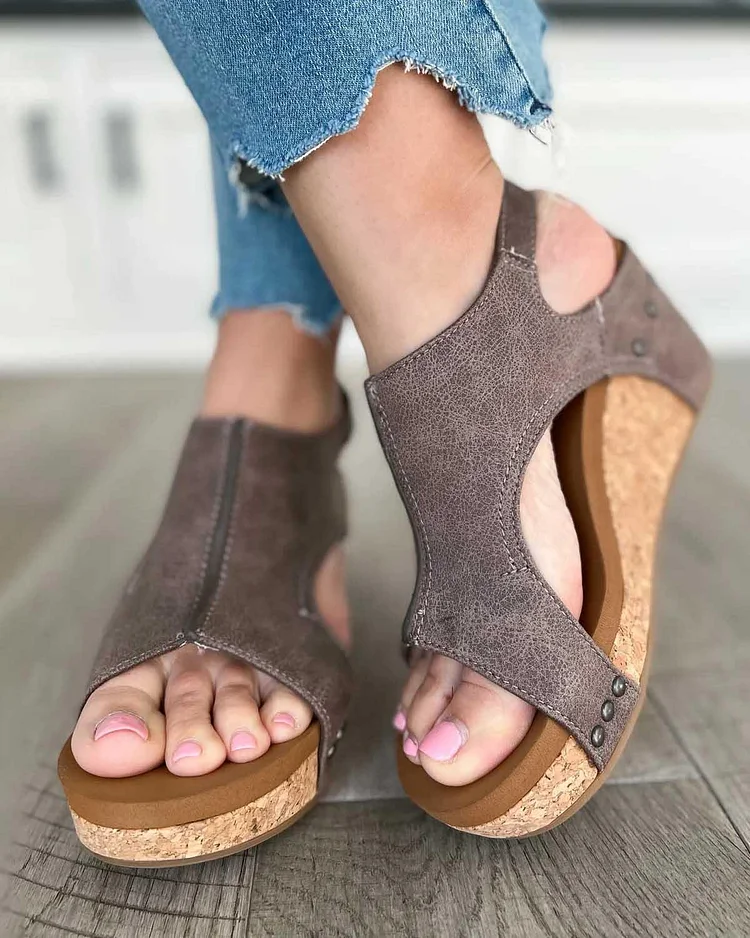 Melarey Mid Heel Wedge Sandals Radinnoo.com
