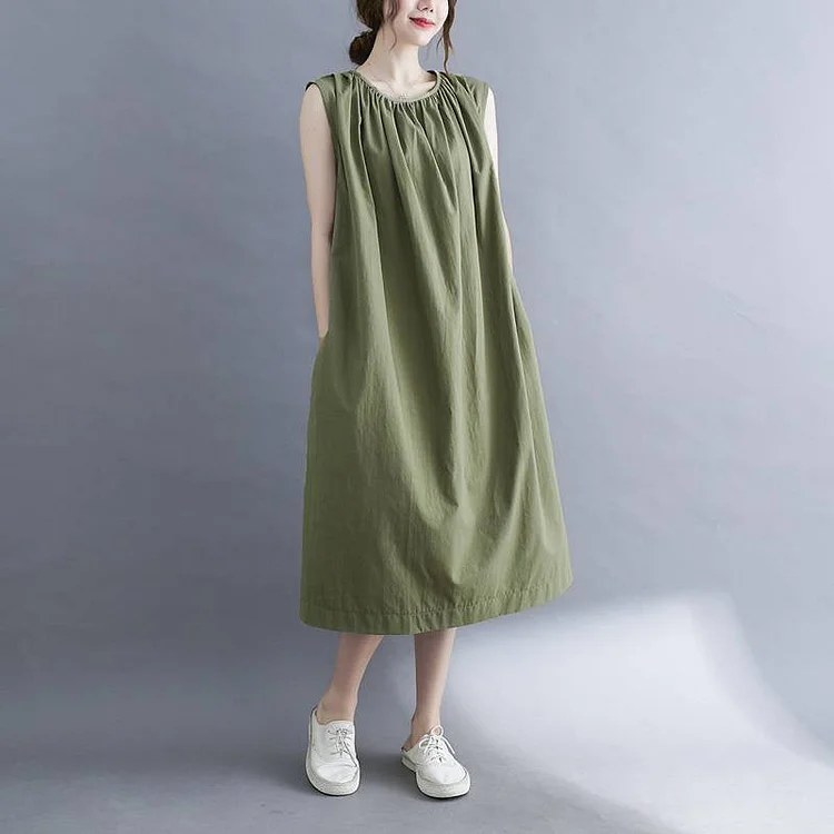 Plain Casual Sleeveless Dresses QueenFunky