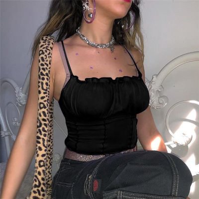 Sexy 2019 Summer Women Ruffles Tank Top Fashion Ladies Sleeveless Strapless Ruched Slim Crop Top Camisole Female Clothing Tanks