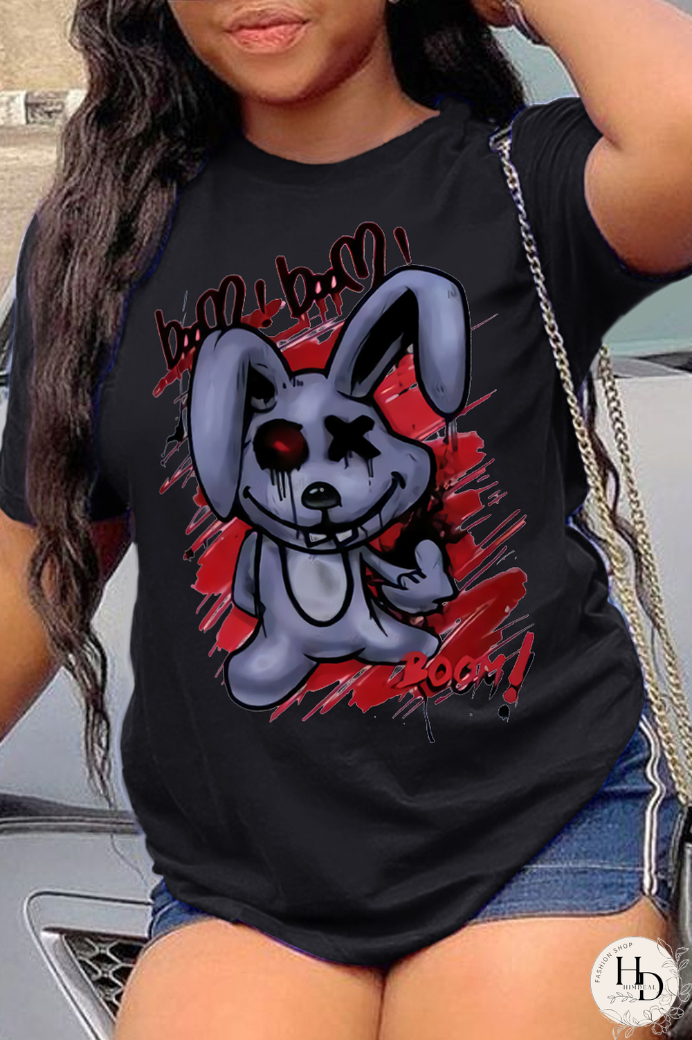 White Fashion Vintage Print Split Joint O Neck T-Shirts