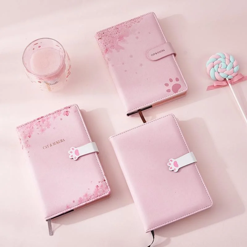 Pink Kawaii Sakura Cat Paws Notebook SP14067