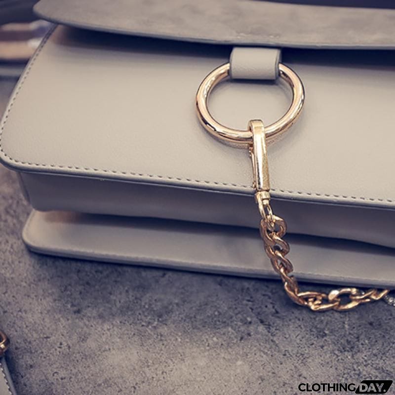 Patchwork  O Ring Chains Shoulder Bags