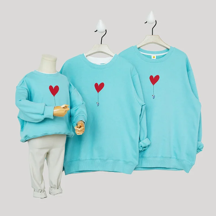 Family Matching Heart-shaped Balloon Sweatshirt