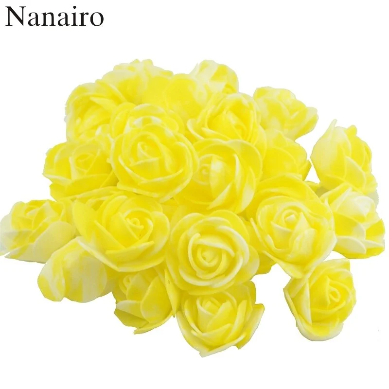 50pcs 3cm Mini PE Foam Artificial Marbling Rose Flower Head For DIY Wedding Home Decor Flower Wall Accessories Fake Flowers