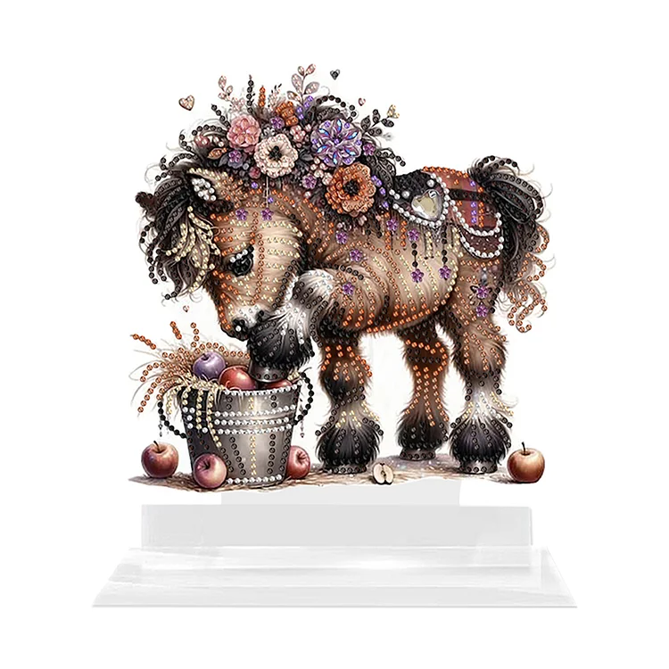 Acrylic Farm Pony 5D DIY Diamond Art Tabletop Decorations for Adults Beginner
