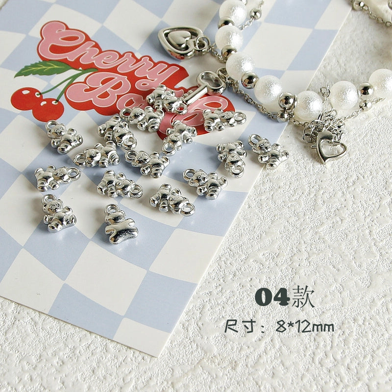 10 PCS/Package 7 * 12mm Arylic Cross Cherry Bow Knot Polished Pendant Jewelry Accessories