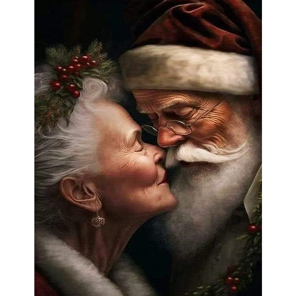 Diamond Painting - Full Square Drill - Xmas Old Couple(Canvas|30*40cm)