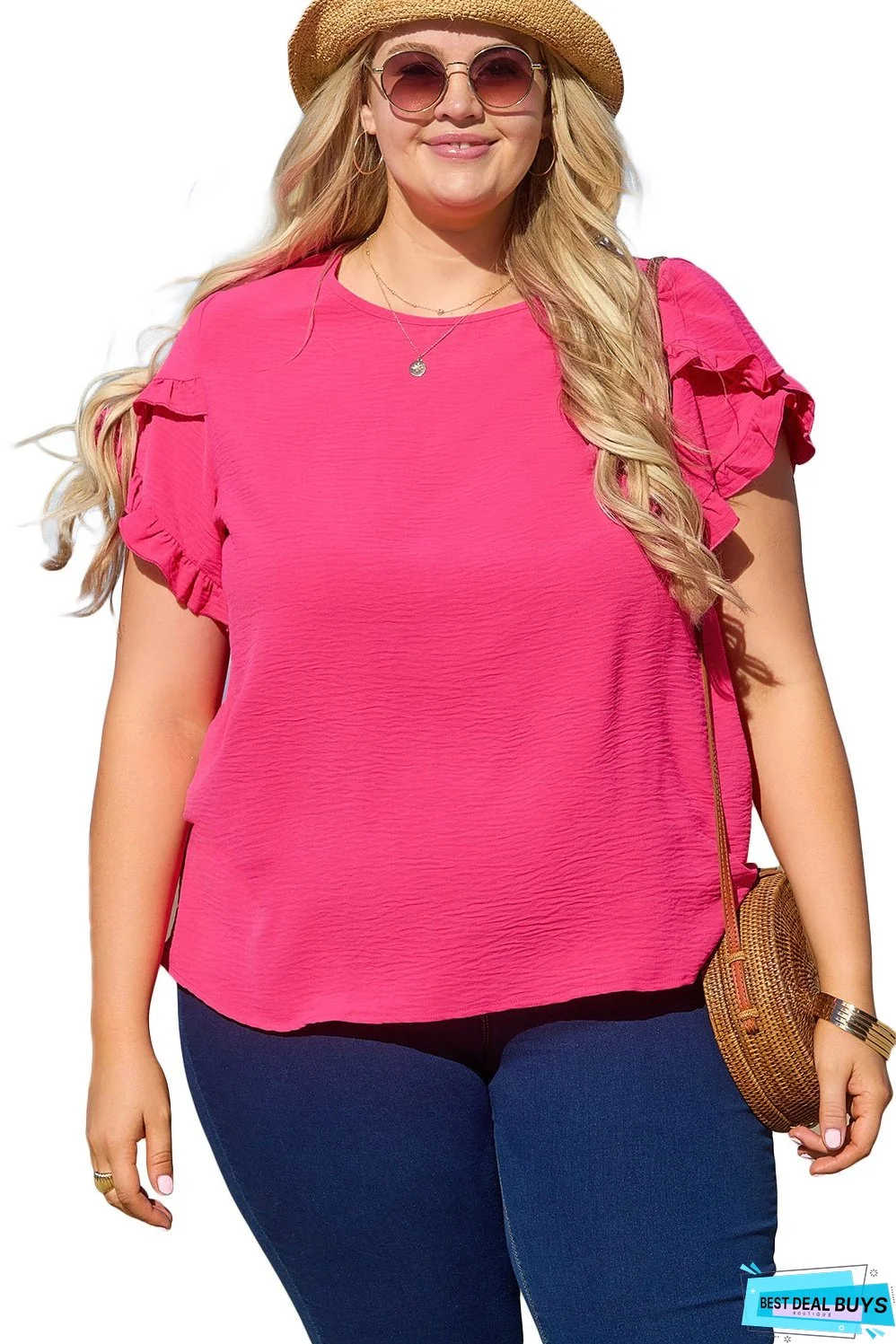 Ruffled Short Sleeve Plus Size Top