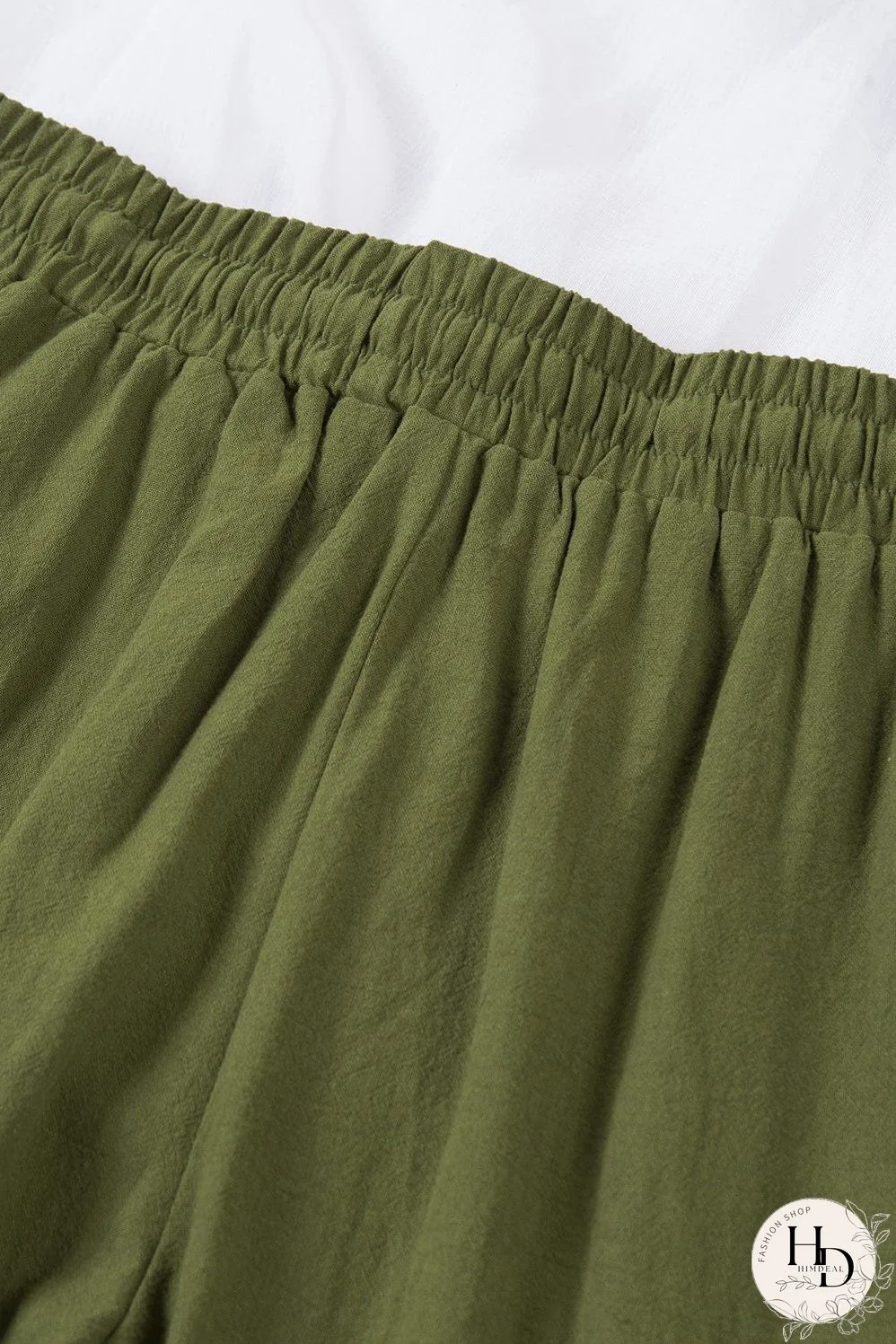 Women's Elastic Waist Linen Pants with Pockets