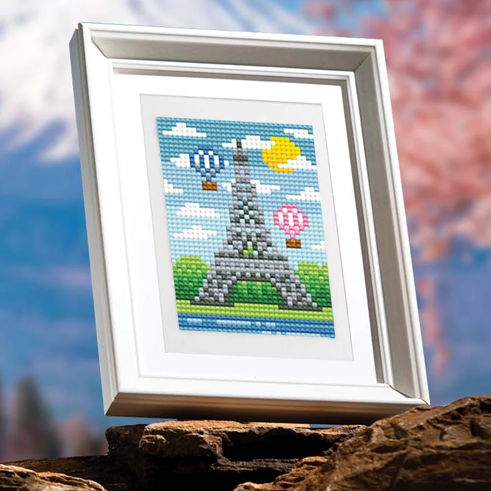 6pcs Scenery DIY Mini Round Diamond Painting for Desktop Decor No Frame(14*19cm)