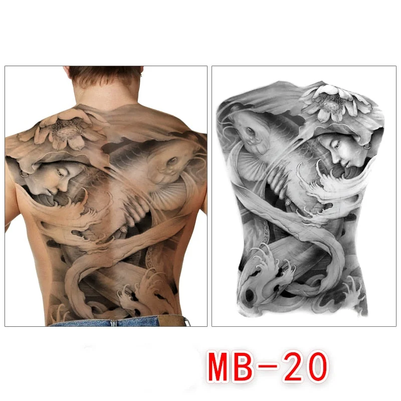 Waterproof temporary men tattoos tattoo full back large tatoo fake dragon girl tattoo body art sticker sexy decals transferable