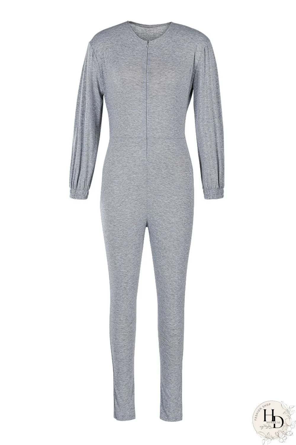 Black Fashion Casual Solid zipper Long Sleeve O Neck Jumpsuits