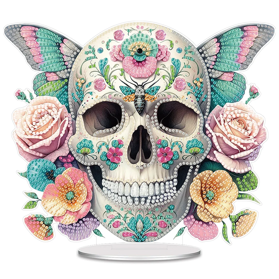 2D Flat Acrylic Butterfly Skull DIY Desktop Diamond Art Kits for Adults Beginner