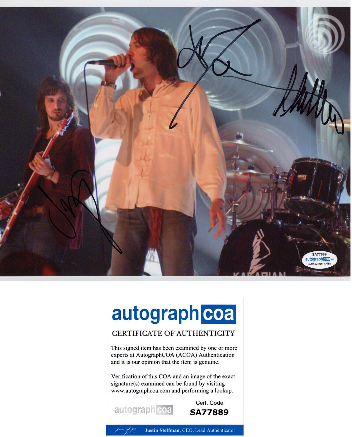 TOM MEIGHAN, SERGIO PIZZORNO, IAN signed KASABIAN