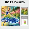 Jumping Girl DIY set de peinture perl&eacute;e en forme sp&eacute;ciale avec cadre 25x25cm cadeau