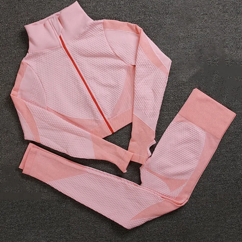 2pcs/3pcs Seamless Sport Sets Women High Stretchy Outdoor Running Gym suits for women Bra Leggings And Top two piece set women