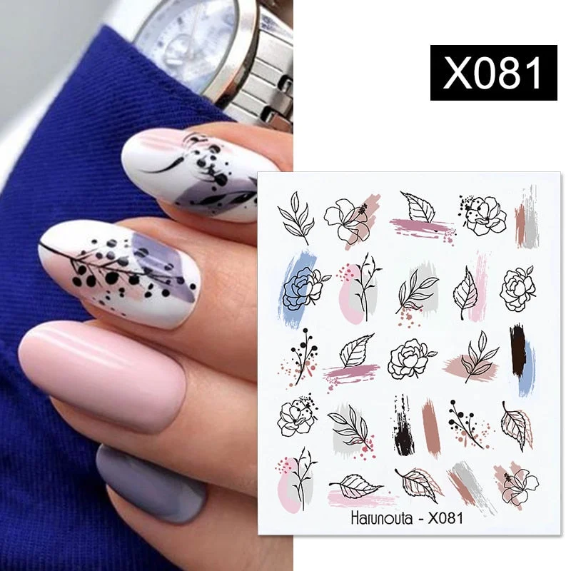 Harunouta Geometrics Gradient Volcanic Cloud Water Decals Colroful Wave And Rainbow Pattern Slider Stickers For Nails Decoration-Nail Inspo