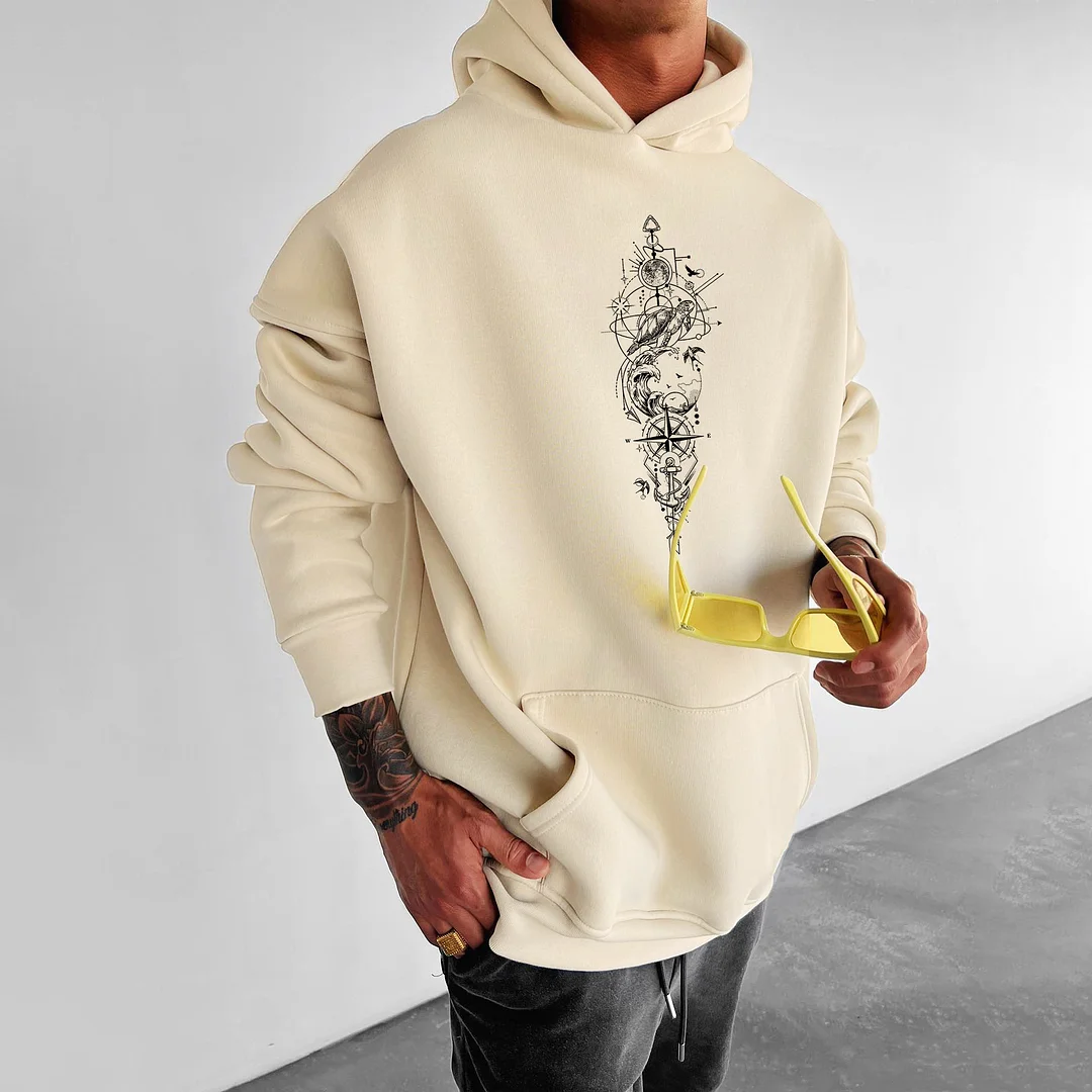 Oversize Sun Moon Star Ocean Hoodie