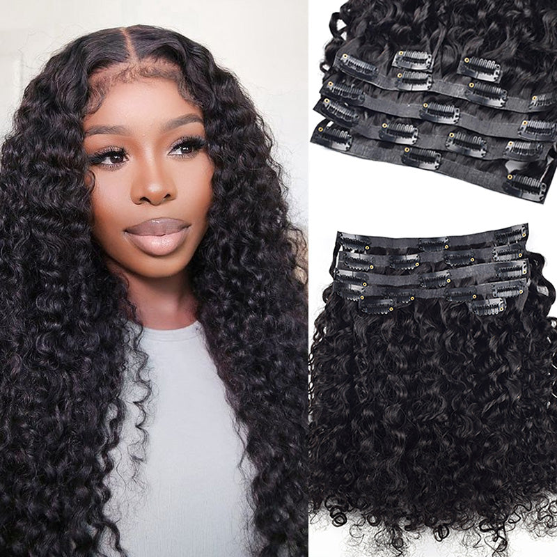 #1B Burmese Curly | Clip in Hair | 6Pcs 100g | PU Seamless Clip ins | Extensions Real Human Hair | boruihair