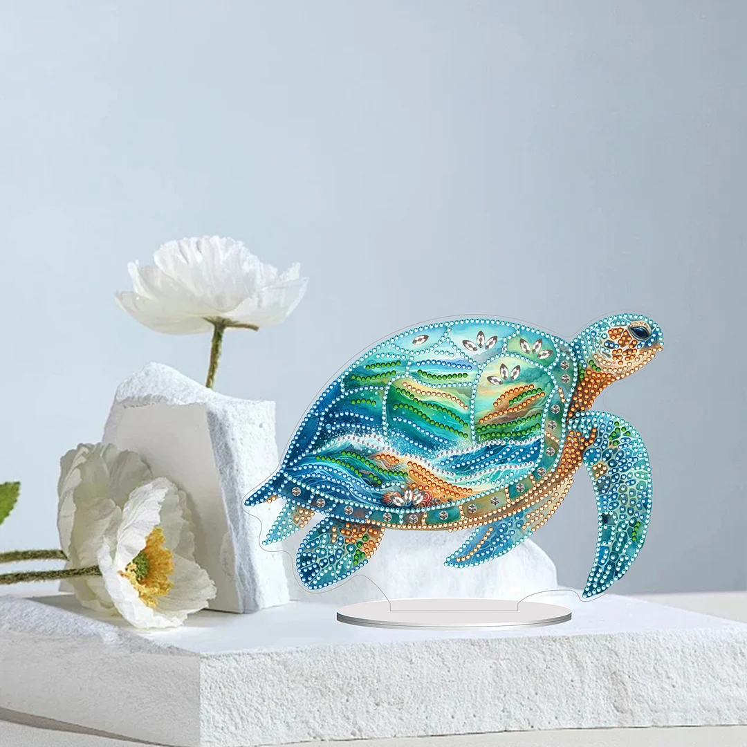 DIY Sea Turtle Single-Side Acrylic Special Shape Desktop Diamond Art Kit for Home Decor