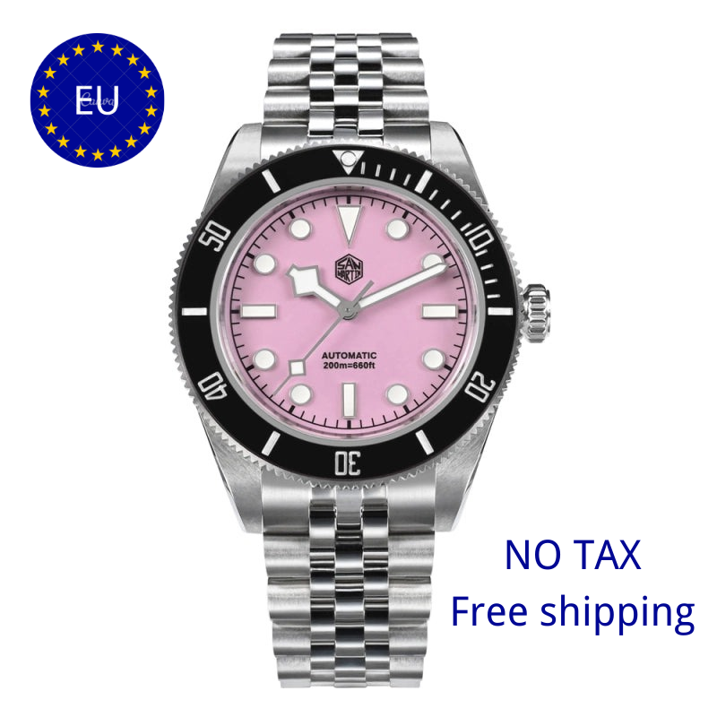 ★Clearance Sale-EU warehouse★San Martin 40mm Pink BB Diver Watch Classic Mens Watches SN0128 San Martin Watch san martin watchSan Martin Watch