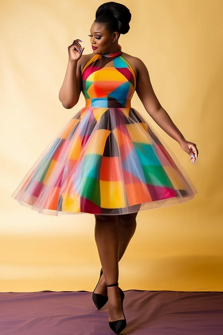 Elegant Geometric Bandage Turndown Collar Dresses