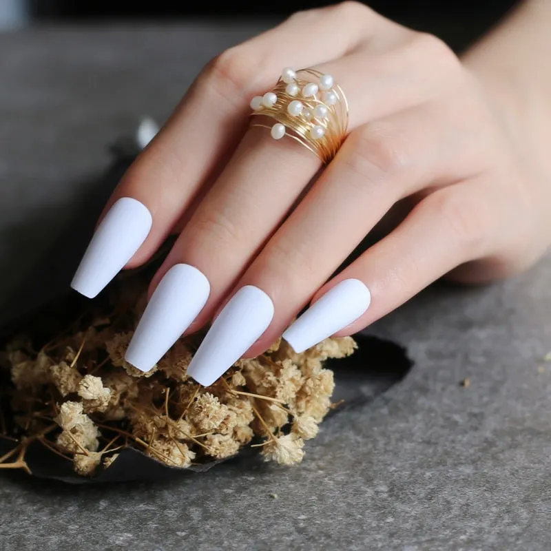 INS Ballet Matte Fake nails red Long Salon art coffin false nails yellow Ruby square 24pcs wedding nails Burgundy-Nail Inspo