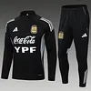 Joyfball 2025/2026 Argentina Half-Pull Training Suit Black Football Jersey 1:1 Thai Quality Set