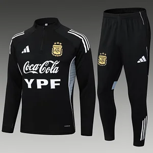 2025 Argentina Half-Pull Training Suit Black Football Shirt 1:1 Thai Quality Set