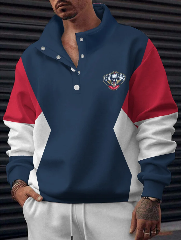 New Orleans Pelicans 2025 New Design Casual Snap Mockneck Pullover