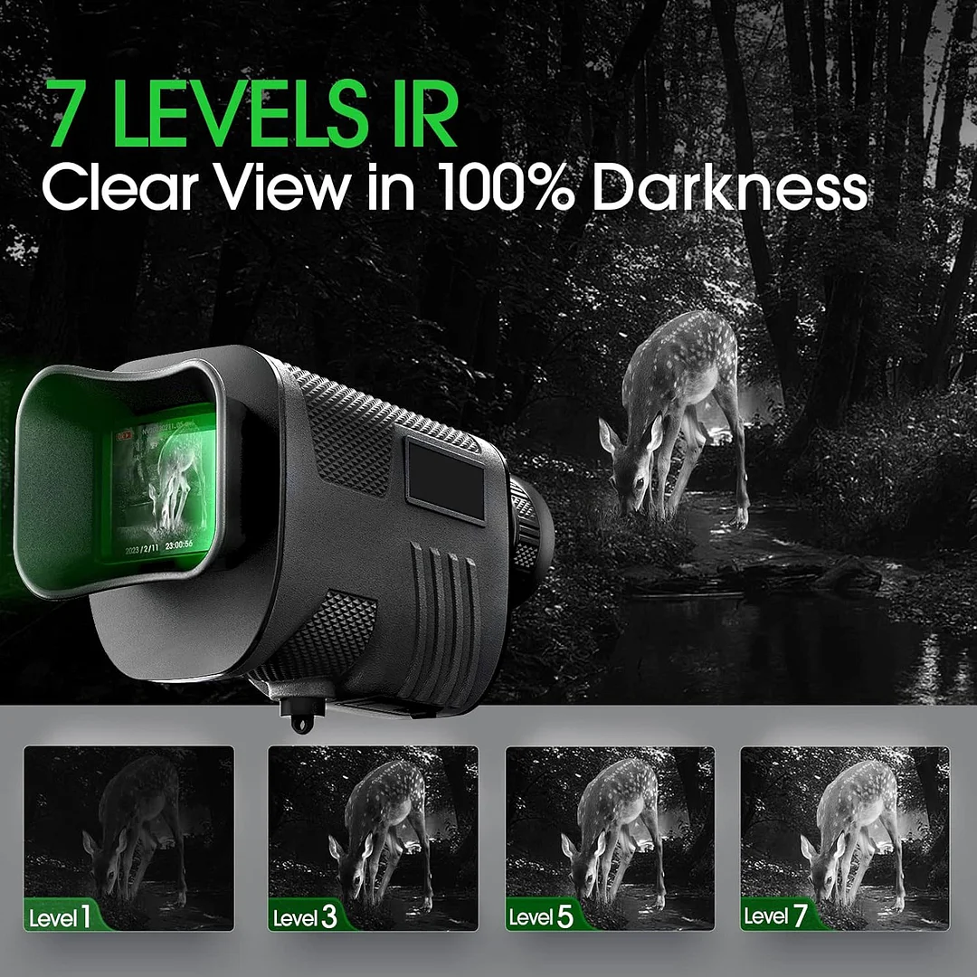 BEBANG Night Vision Monocular Digital Infrared Monocular Telescope for Darkness with 8X Zoom 2200mAh Rechargeable Battery Tripod 32 GB SD Card & Card Reader, for Adult Hunting Camping