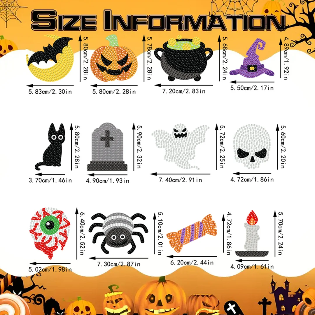 12 Pairs Halloween Diamond Painting Earrings DIY Diamond Art Earrings for Adults