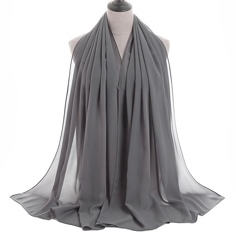 Women’s Minimalist Solid Color Chiffon Cotton Linen Scarves