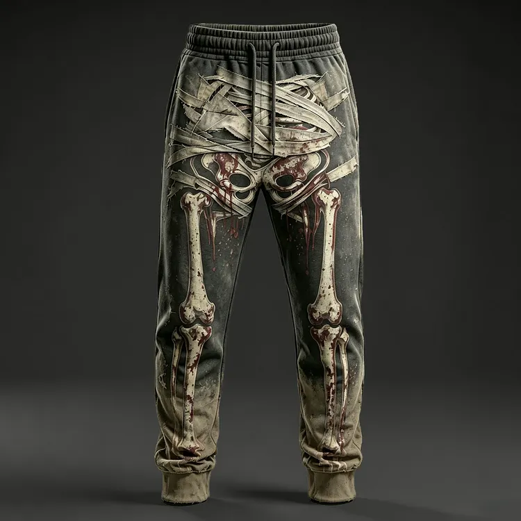 Men's Halloween Mummy Bandaged Skull Bloody 3d Print Sweatpants