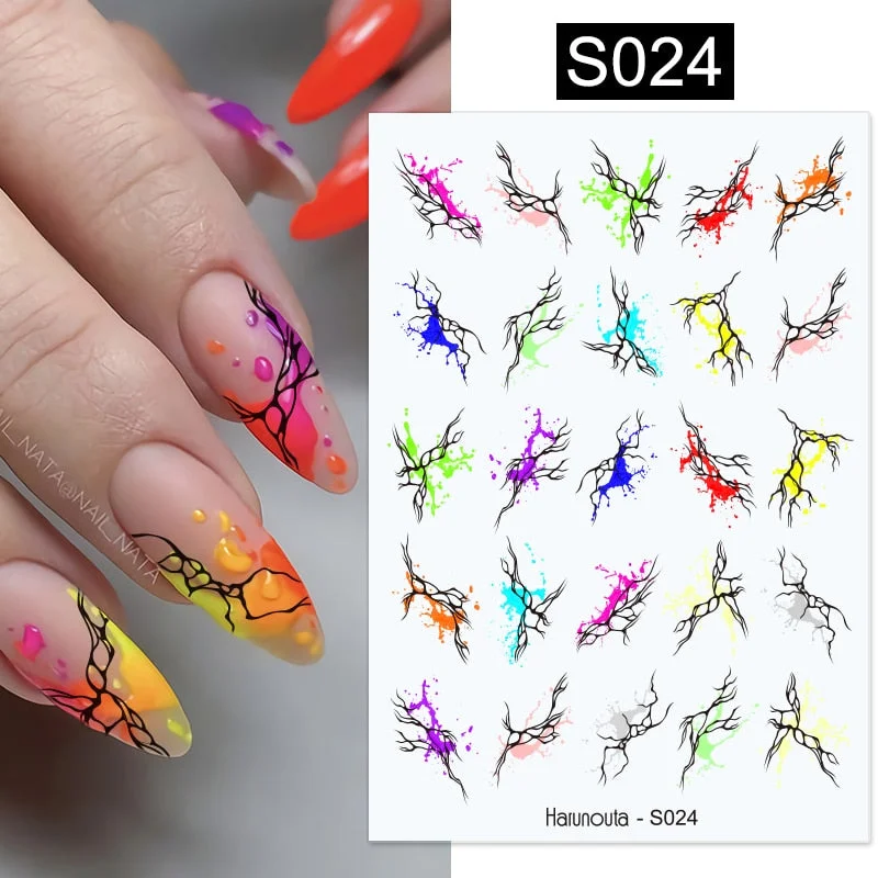 Geometric Lines Flowers Leaves 3D Nail Sticker Figure Woman Face Pattern Special Self Adhesive Nail Art Decals Manicures Sliders-Nail Inspo
