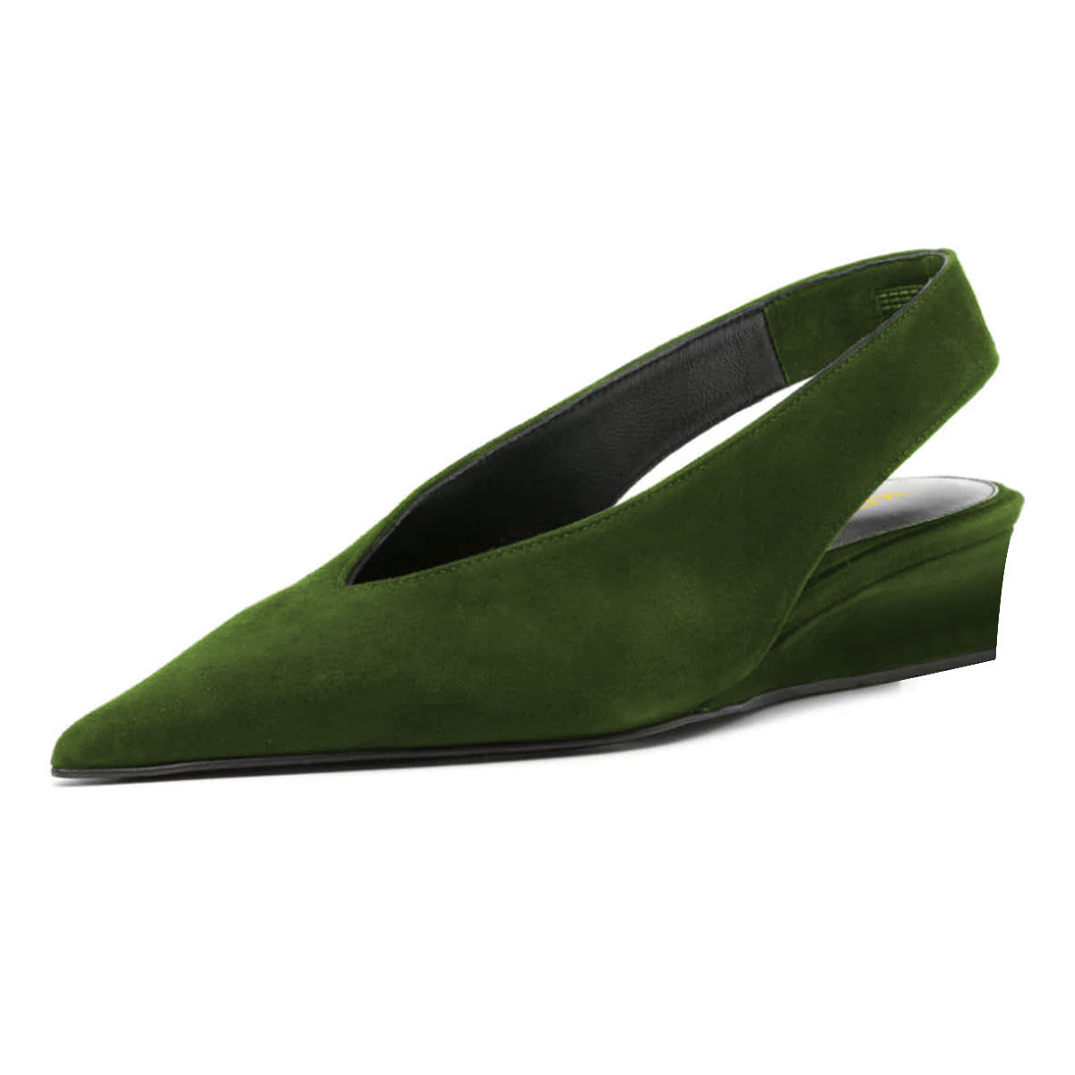 Green Pointed Toe Wedge Heel Pumps for Women with Slingback Design Nicepairs