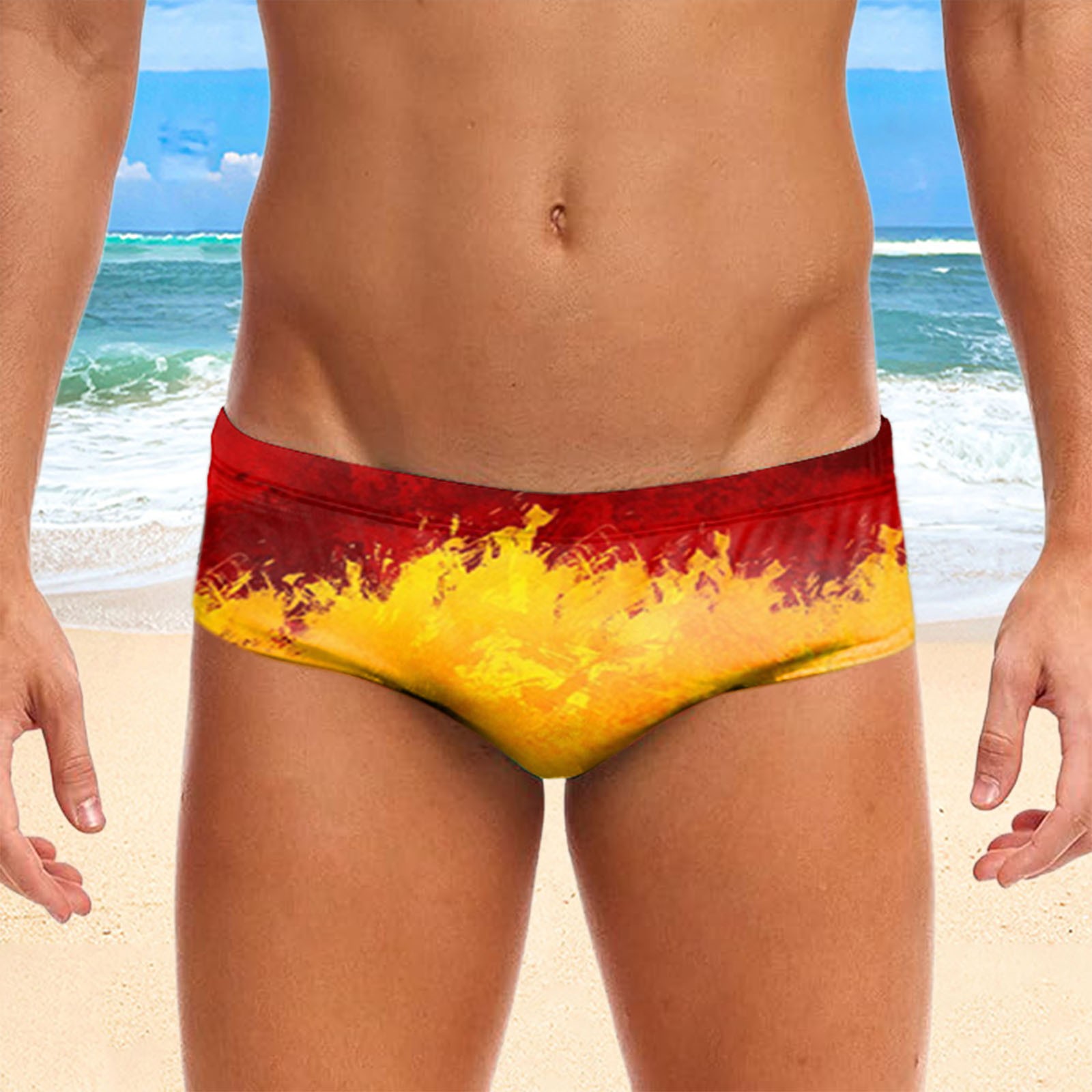 Multiplewell Sexy Men Swimming Trunks Briefs Summer Bikini Swimwear Mens Summer Stretch Swimming Briefs 3d Male Sport Beach Surfing Swimwear