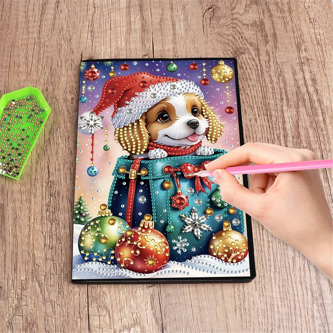 2pcs Xmas Animals Partial DIY 50 Pages A5 Diamond Painting Notebook for Study