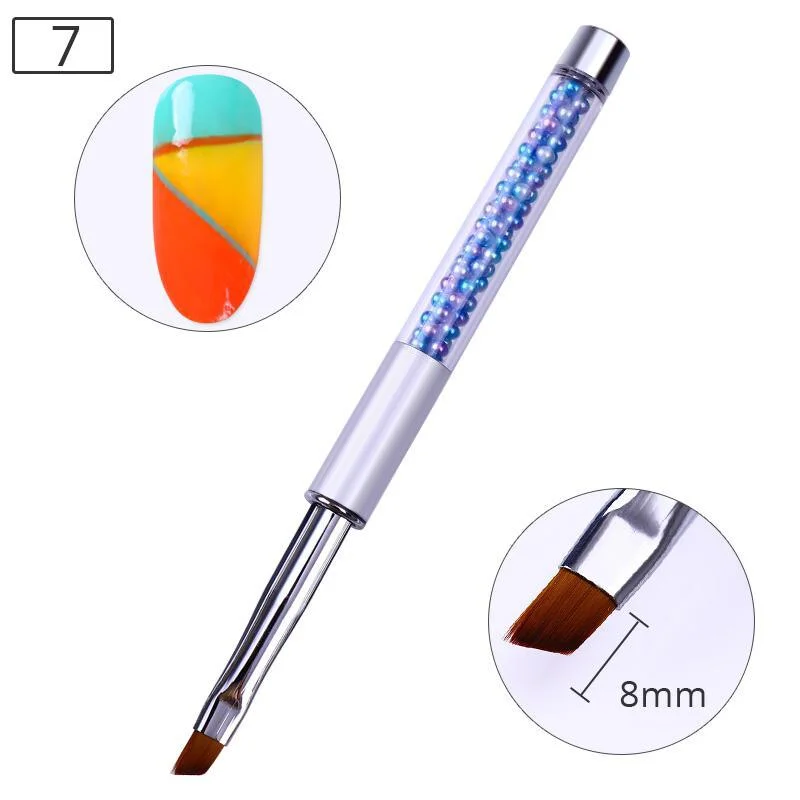 Nail Liner Brush Carving Flat Round UV Gel Painting Brush Lines Drawing Pen Gradient Brush Marble Handle Manicure Nail Art Tool-Nail Inspo