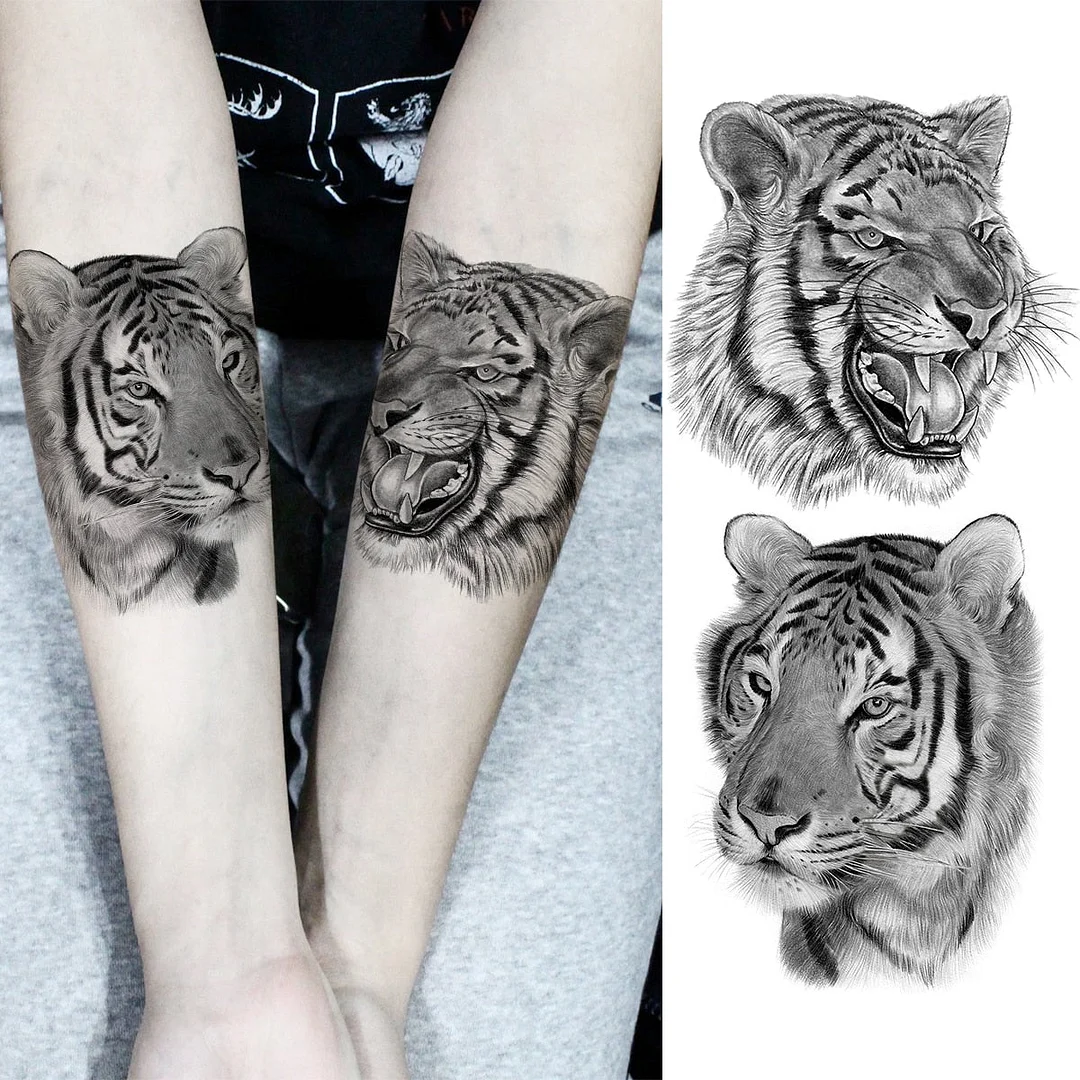 Black Lion Fashion Calf Temporary Tattoos For Women Adult Men Lion Geometric Owl Fake Tattoo Realistic Body Art Decoration Tatoo