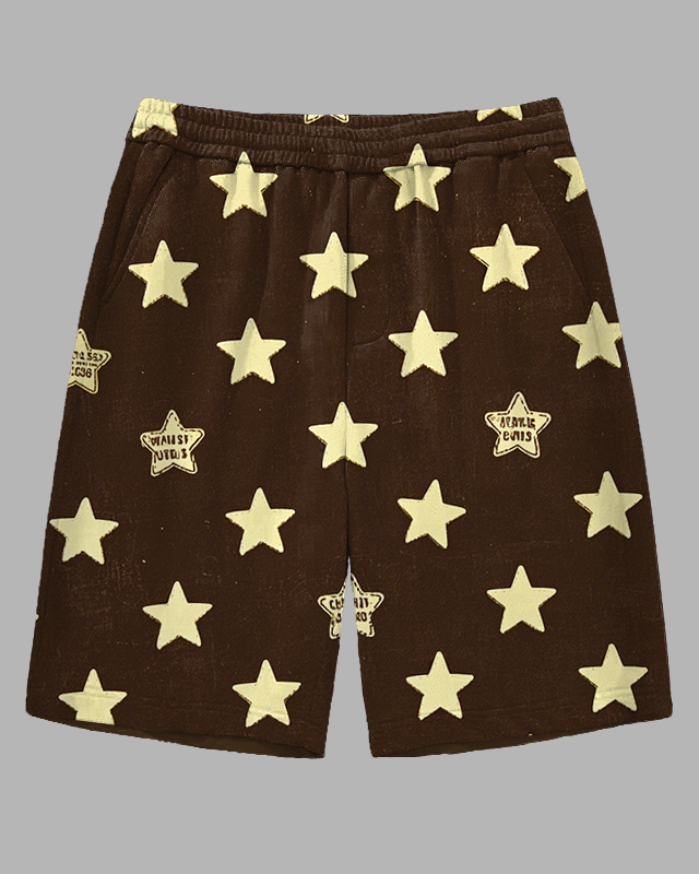 Men's Big Size Street Style Simple Stars All Over Printed Outdoor Casual Shorts