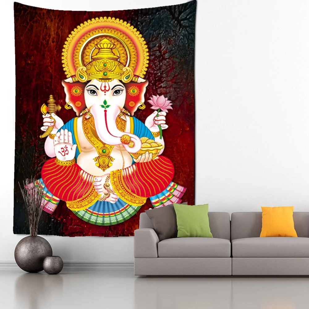 Elephant Indian Mandala Tapestries Multiple Sizes Wall Hanging Ganesha Tapestry Walls Decor Polyester Fabric Home Decor