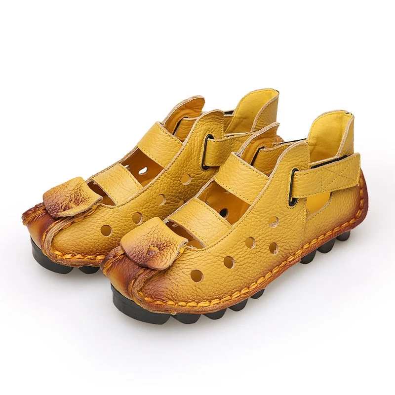 GKTINOO 2022 Summer Soft Bottom Flat Genuine Leather Women Shoes Personality Leisure Women Sandals Retro Handmade Sandals sapato