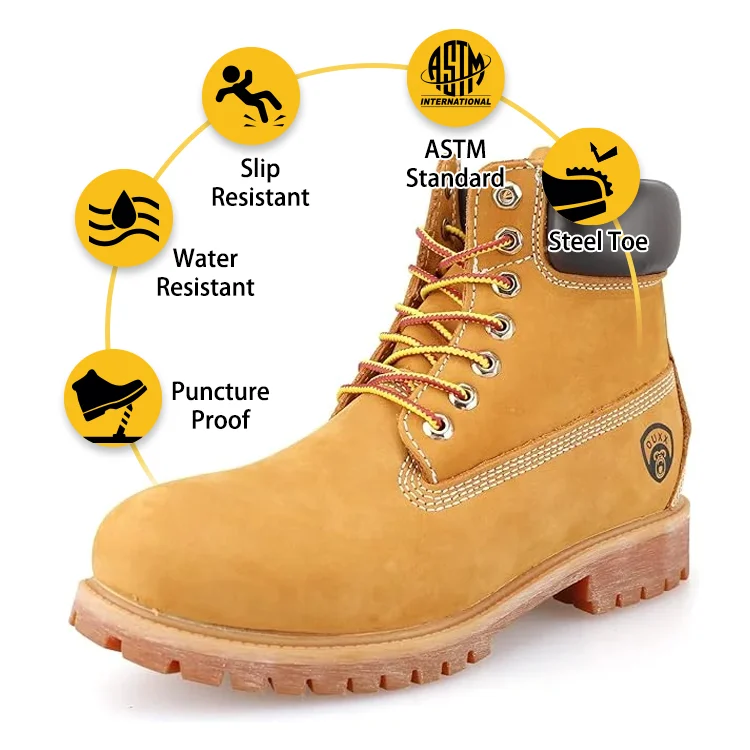 Men & Women ASTM F2892-18 Soft Toe Non-Slip Rubber Leather Breathable Comfortable Waterproof Trucker & Warehouse Work Boots