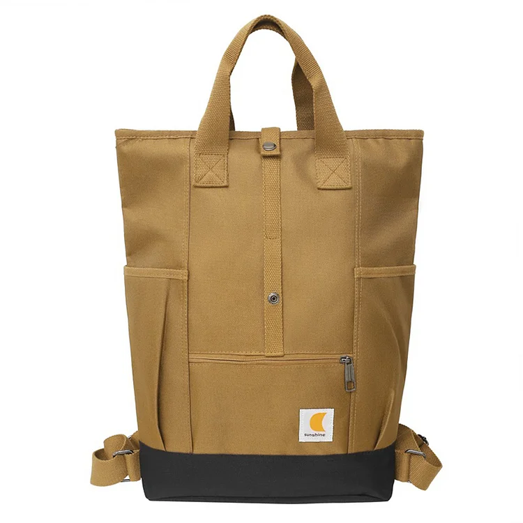 Adjustable Students Shoulder Bag Nylon School Handbag Outdoor Play (Light Brown)