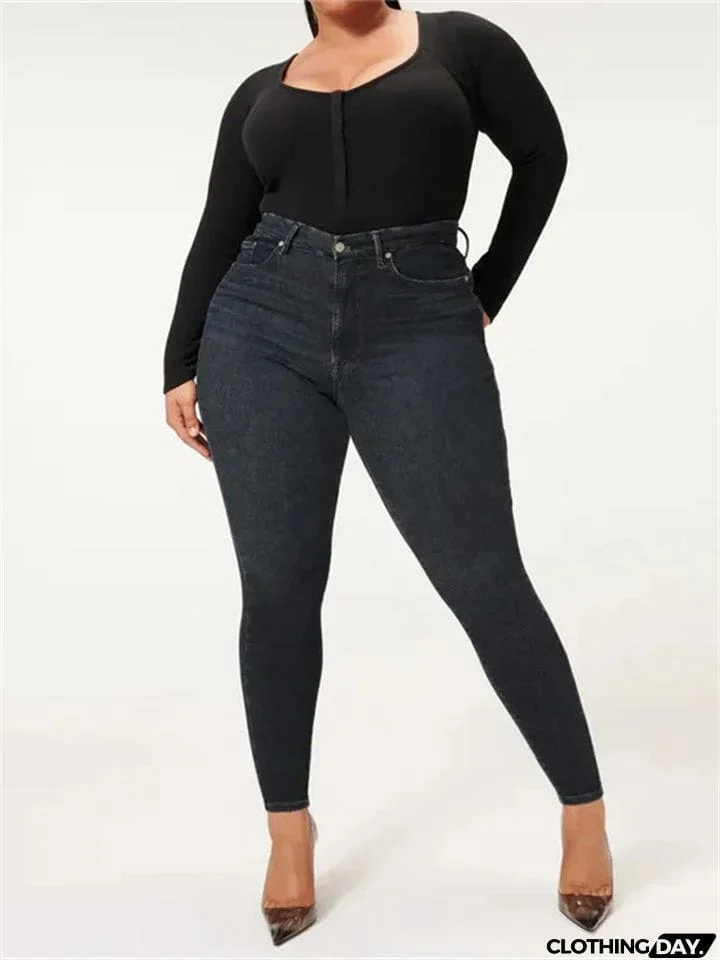 Women's Plus Size Stretch Tummy Control Hip Lift Jeans