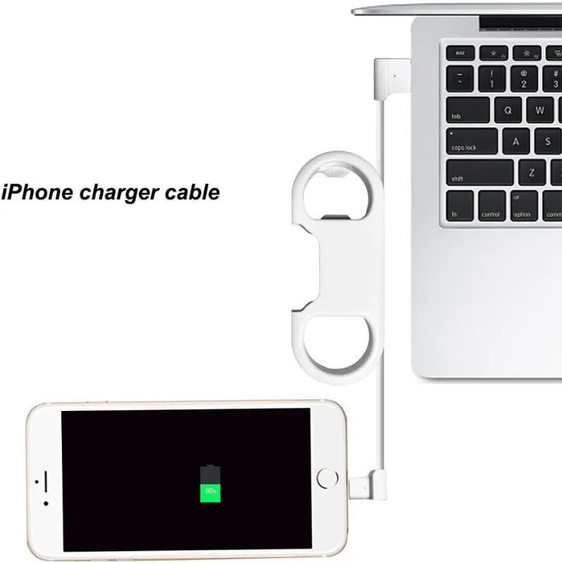 Portable Multifunction Keychain with Lightning Cable, Bottle Opener, and Carabiner